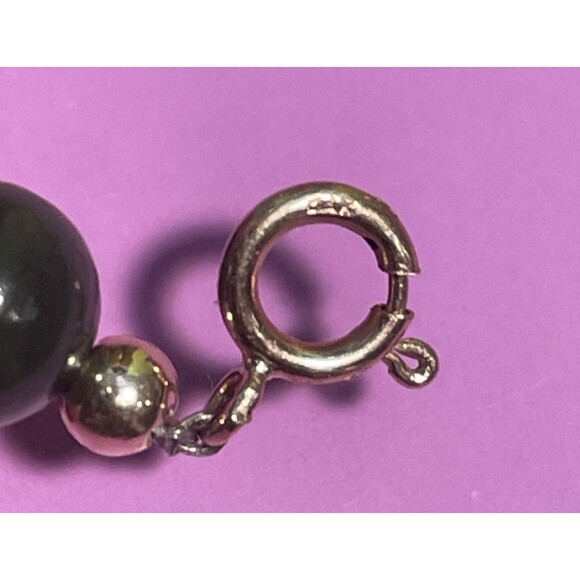 Natural Green Nephrite Jade and 14k Gold Bracelet, 7 3/4 Inches - Picture 3 of 7